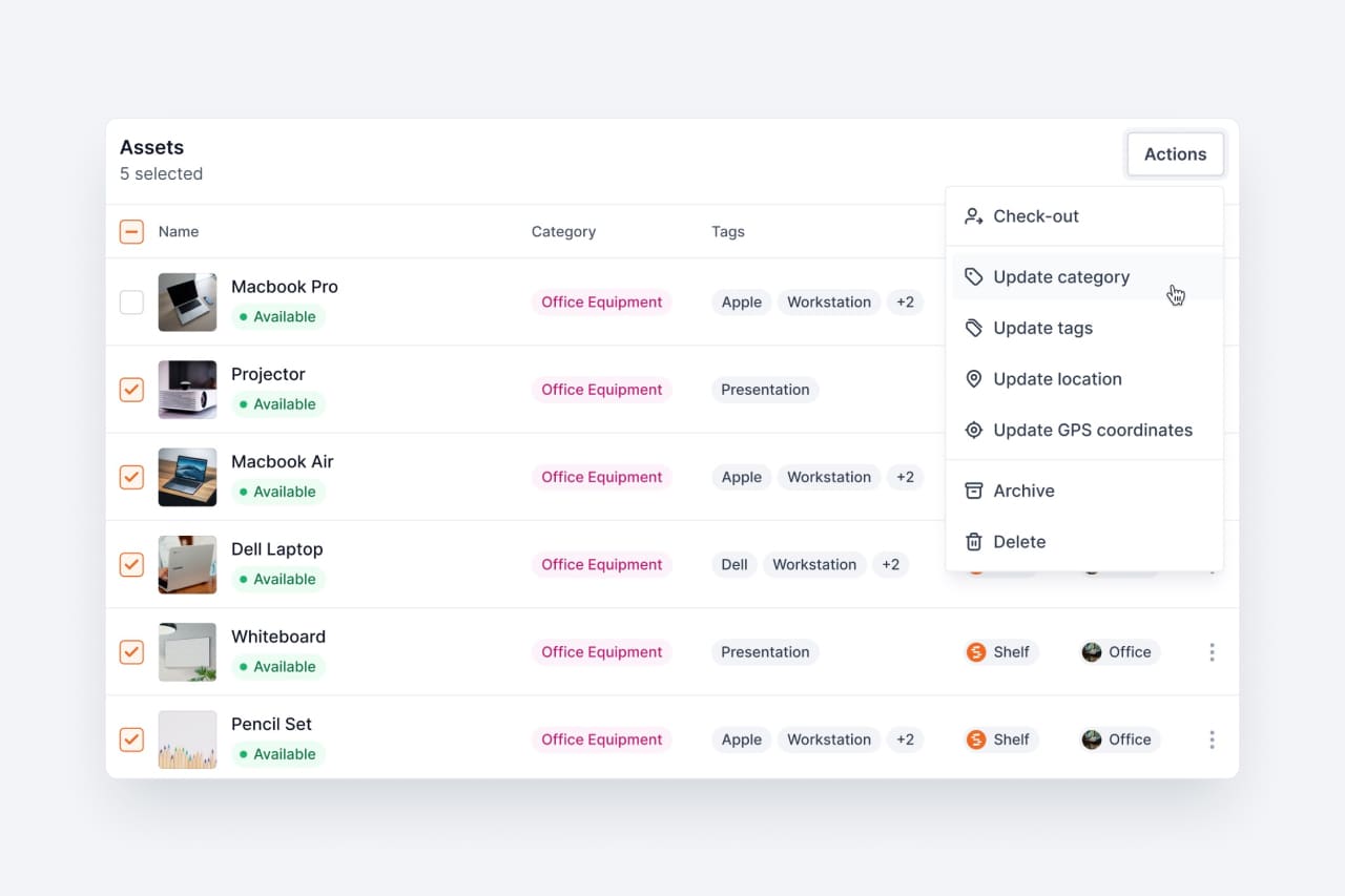 Bulk Select / Actions